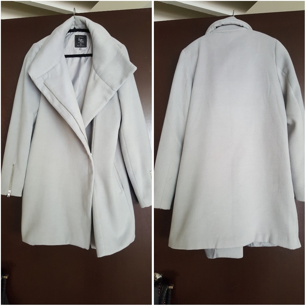 Light Gray Wrap Trench Jacket